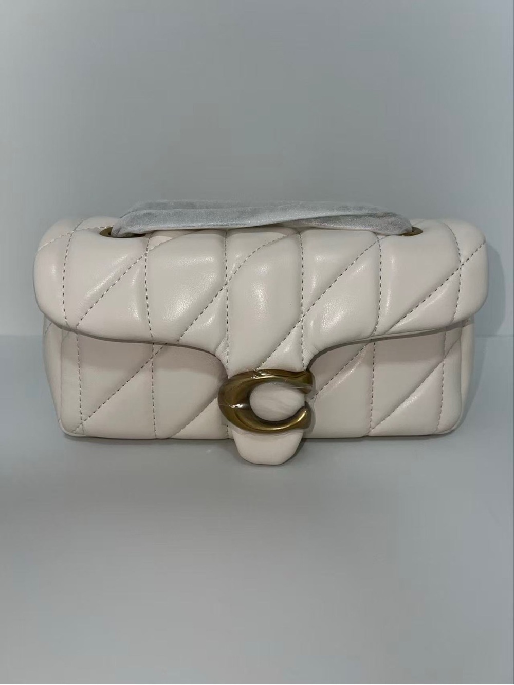 Coach Pebbled Quilted Tabby 20 Leather Shoulder Bag in Chalk